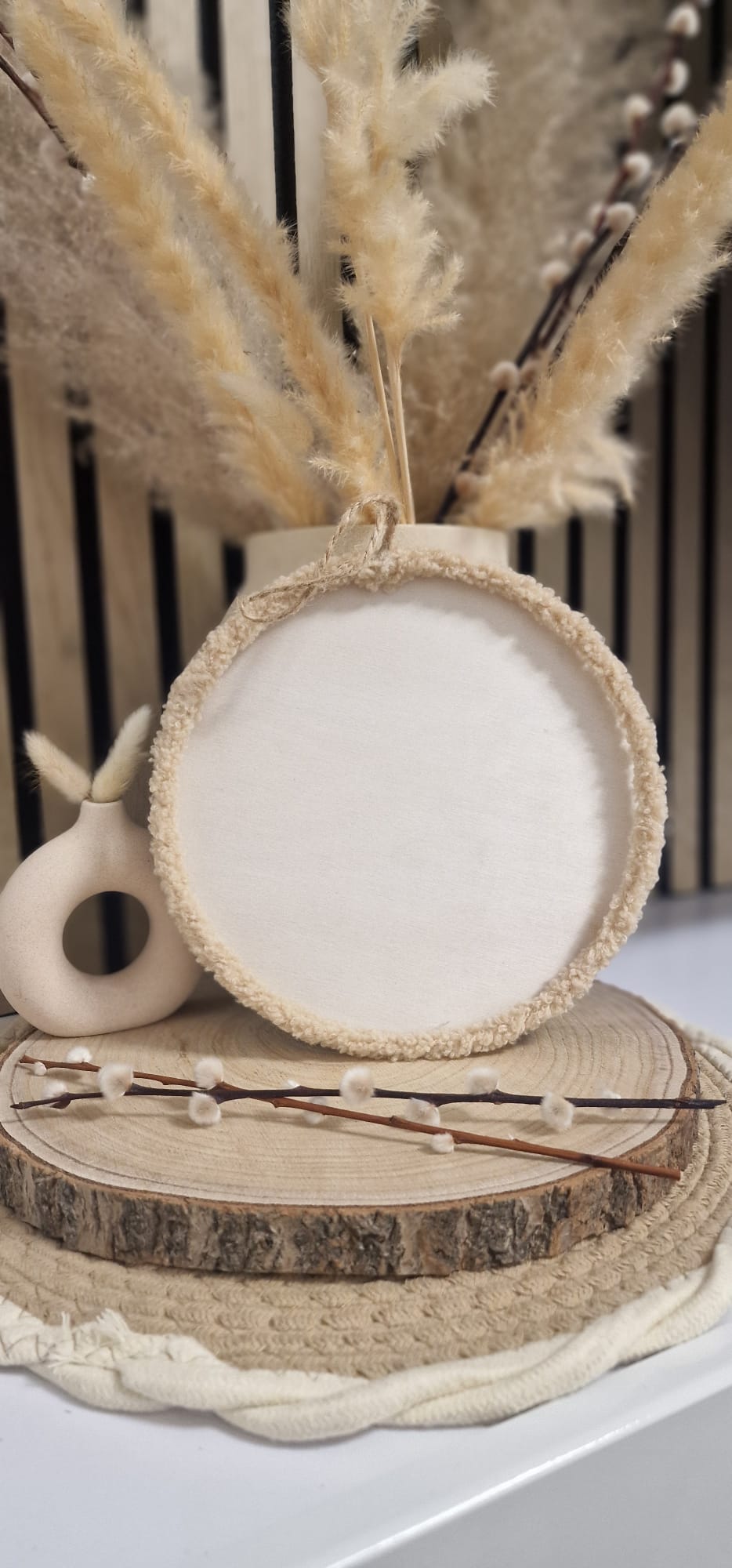 Wanddeko/Türdeko Kreis mit Plüschumrandung 20cm