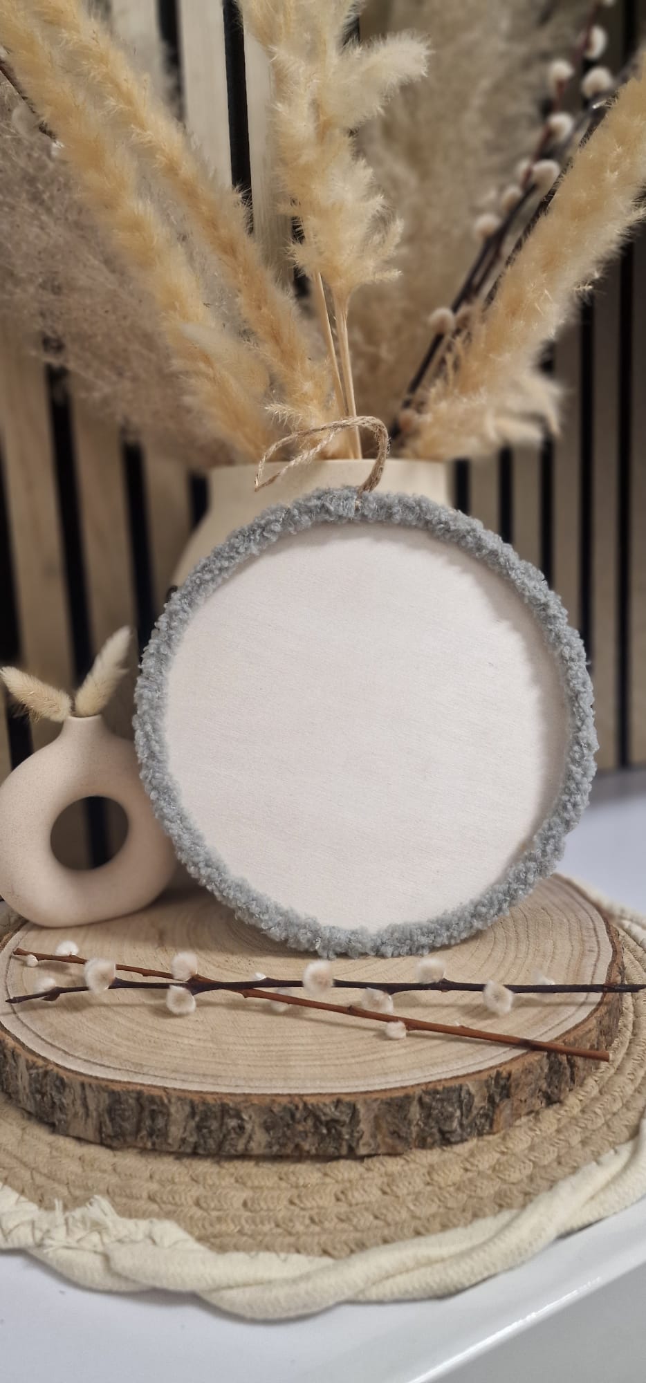 Wanddeko/Türdeko Kreis mit Plüschumrandung 20cm